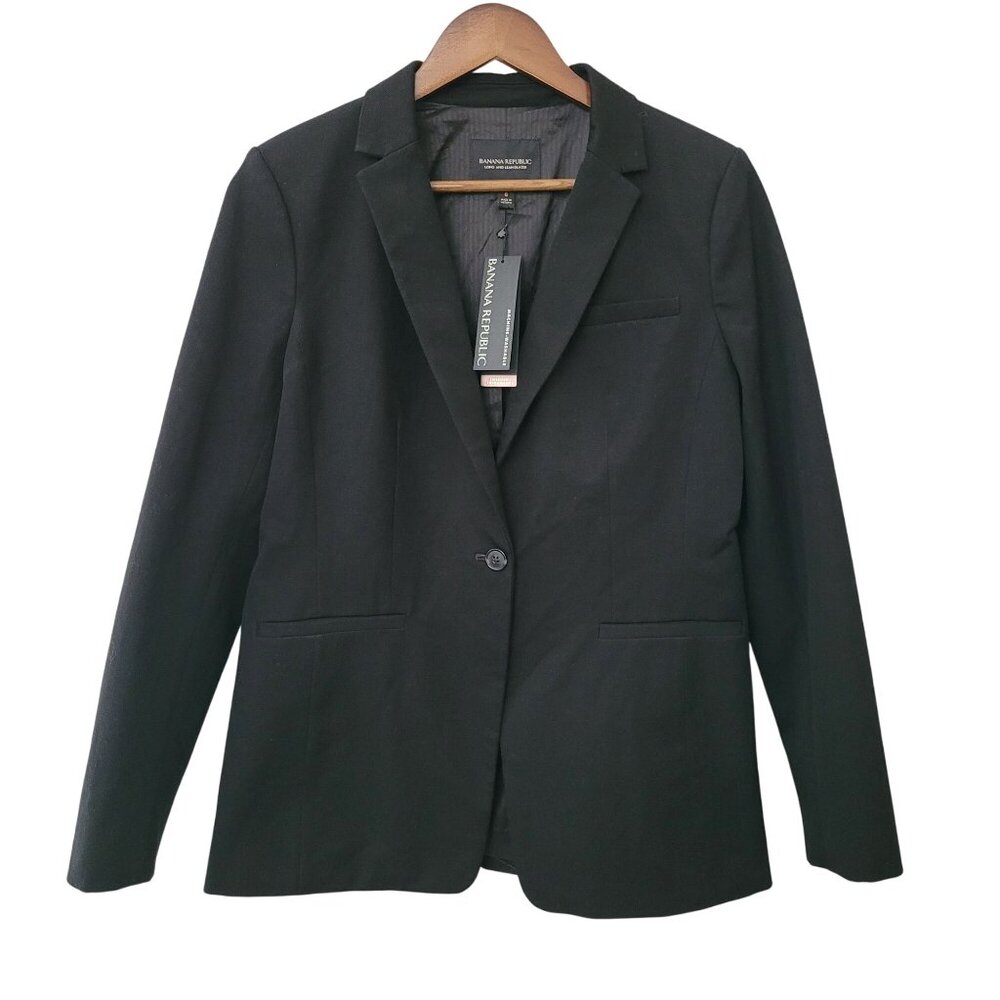 Banana Republic Womens Black Long and Lean Single Button Blazer Size 8 NWT
